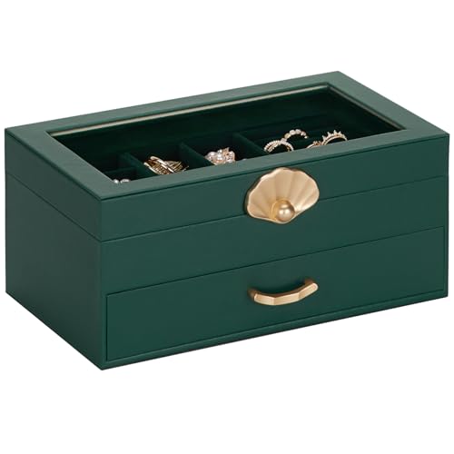 Enthralite Schmuckschatulle mit 1 Schublade: Präsentations-Organizer für Ohrringe, Halsketten, Geschenk für Mädchen und Frauen, Waldgrün Enthralite Schmuckschatulle mit 1 Schublade: Präsentations-Organizer für Ohrringe, Halsketten, Geschenk für Mädchen und Frauen, Waldgrün von Enthralite