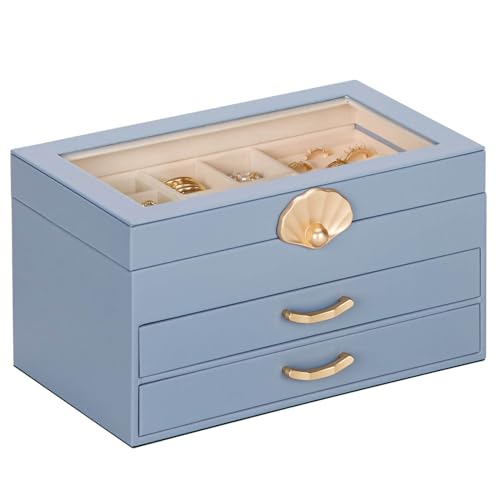 Enthralite Schmuckschatulle mit 2 Schubladen: Schmuck-Organizer für Ohrringe, Halsketten – Geschenk für Mädchen und Frauen (Graublau) Enthralite Schmuckschatulle mit 2 Schubladen: Schmuck-Organizer für Ohrringe, Halsketten – Geschenk für Mädchen und Frauen (Graublau) von Enthralite