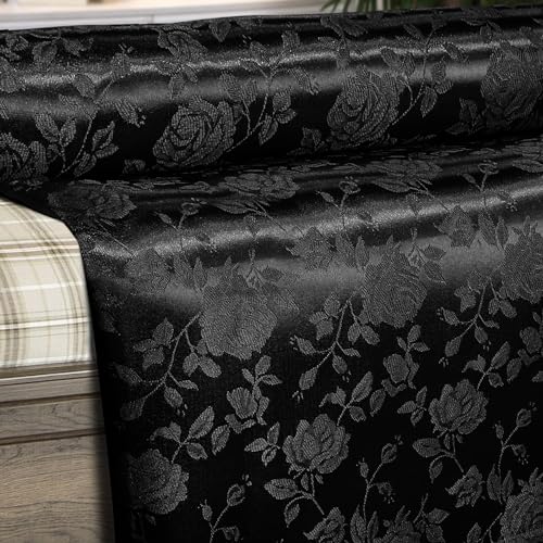 Entisn Schwarzer Jacquard-Satin-Stoff von The Yard, Brokatstoff, seidiger Stoff, 152,4 cm breit, Satinstoff, Damaststoff, weich, für Hochzeitsdekoration, Bastelarbeiten, Brautkleid, Tischdecke (2,7 m) Entisn Schwarzer Jacquard-Satin-Stoff von The Yard, Brokatstoff, seidiger Stoff, 152,4 cm breit, Satinstoff, Damaststoff, weich, für Hochzeitsdekoration, Bastelarbeiten, Brautkleid, Tischdecke (2,7 m) von Entisn