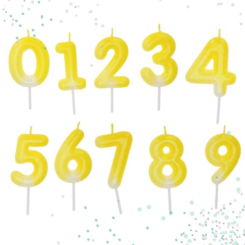 Envenzo Envenzo Glitzer-Zahlenkerzen für Kuchendekoration, Jahrestag, Geburtstag, Partys, Feiern, Dekorationen von Envenzo (Zahl 5, gelb) von Envenzo