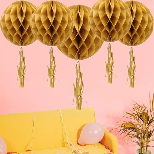 Envenzo Goldene Waben-Ball zum Aufhängen mit Quasten für Geburtstagsparty, Hochzeit, Dekoration, Abschlussdekoration Envenzo Envenzo Goldene Waben-Ball zum Aufhängen mit Quasten für Geburtstagsparty, Hochzeit, Dekoration, Abschlussdekoration Envenzo von Envenzo