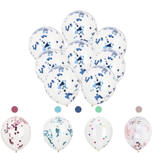 Envenzo Konfetti-Ballon, bunt, Rotgold, Blau, Mehrfarbig und Rosa, für Party, Hochzeit und Geburtstage, Dekorationen, 8 Stück (mehrfarbig) von Envenzo