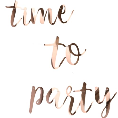 Envenzo Time to Party Banner Luftballons Dekor Roségold für Hochzeit, Event, Brautparty, Jahrestag, Garten hängende Dekoration von Envenzo (Time To Party Banner) von Envenzo