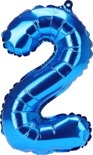 Envenzo Zahlen Folienballon Große Farben Deko 0-9 Geburtstag Party Dekor Regenbogen, Rosegold, Blau, Rosa Jubiläumsfeiern von Envenzo (Blau, Nummer 2) von Envenzo