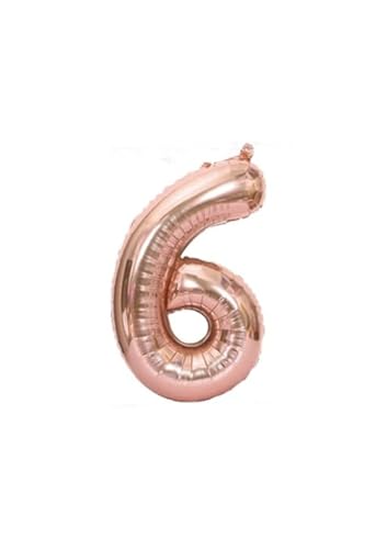 Envenzo Zahlen Folienballon Große Farben Deko 0-9 Geburtstag Party Dekor Regenbogen, Rosegold, Blau, Rosa Jubiläumsfeiern von Envenzo (Roségold, Nummer 6) von Envenzo