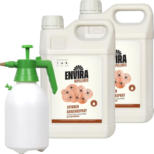 Envira Spinnenspray 2 x 5 Liter + 2L Drucksprüher - Spray mit Langzeitwirkung gegen alle Arten Spinnen - Mittel gegen Spinnen - Effektive Spinnenabwehr von Envira