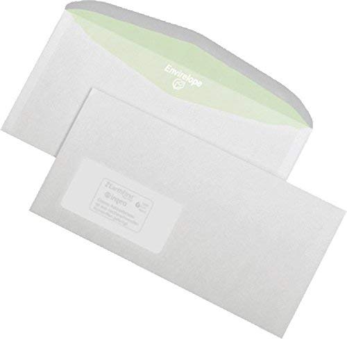 Envirelope® Kuvertumschlag Envirelope 114 x 229 mm, gummiert, 75 g/qm, mit Fenster, 1.000 Stück; Packungsinhalt: 1000 Stück von Envirelope