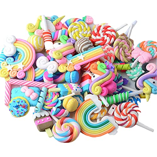 Süßigkeitenanhänger-Set, Süßigkeitenform, flache Rückseite, simulierte Süßigkeiten-Harz, für Bastelarbeiten, Ornamente, 30 Stück von EnweiBingshi