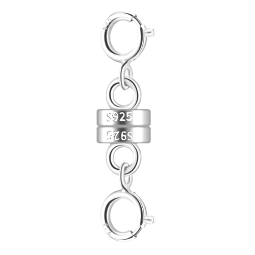 Enwye Halskettenverschluss und Verschlüsse aus 925er Sterlingsilber, silberner Mini-Magnetverschluss für Schmuck, Verbindungsstück für Kettenverlängerungen von Armbändern, silbrig Enwye Halskettenverschluss und Verschlüsse aus 925er Sterlingsilber, silberner Mini-Magnetverschluss für Schmuck, Verbindungsstück für Kettenverlängerungen von Armbändern, silbrig von Enwye