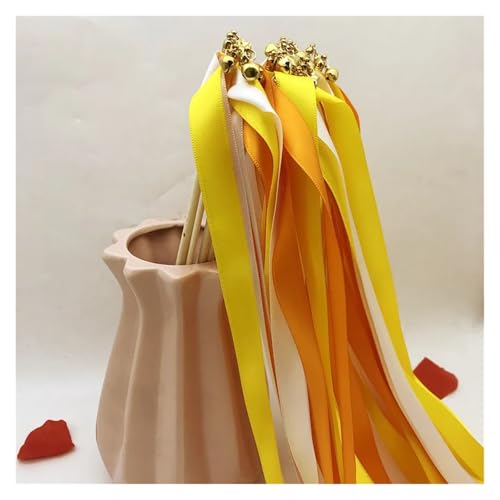 Band Zauberstab 10/30/50 Pcs Mixed Color Silk Ribbon Wands for Wedding & Birthday Party Decorations(Colour F,30pcs) von EnxJire