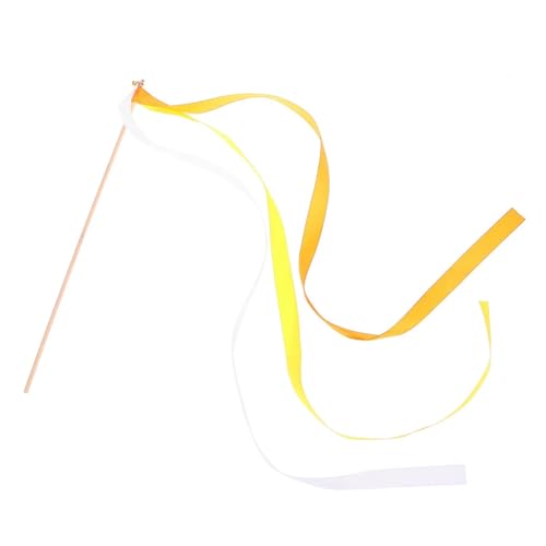 Band Zauberstab 20 Stück tanzende Bandstäbe mit Glöckchen, Feen-Luftschlangen for Hochzeitsfeiern(Yellow) von EnxJire