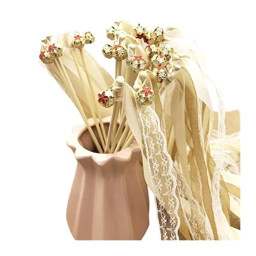 Band Zauberstab 50 Stücke Spitze Band Hochzeit Zauberstäbe mit Glocken & Twirling Luftschlangen Party Supplies von EnxJire