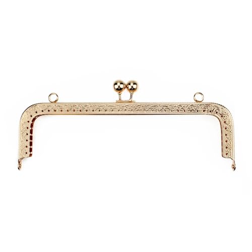 EnxJire Handtaschenrahmen 5 Stück 20 cm rechteckige Prägeperlen Kuss Metall Geldbörse Rahmen Verschluss Nähschloss for DIY Geldbörse Tasche Mode Damen Clutch Taschen(5Pcs 20CM LightGold) von EnxJire