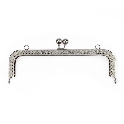 EnxJire Handtaschenrahmen 5 Stück 20 cm rechteckige Prägeperlen Kuss Metall Geldbörse Rahmen Verschluss Nähschloss for DIY Geldbörse Tasche Mode Damen Clutch Taschen(5Pcs 20CM Silver) von EnxJire