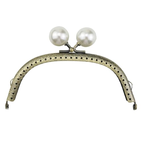 EnxJire Handtaschenrahmen Metall-Clutch-Kuss-Verschluss, leicht, mit Perle, Münztüte, Kiss-Close-Verschluss, DIY-Bastelrahmen, Münzgeldbörsen-Verschluss, Handtaschen-Zubehör(12.5cm) von EnxJire