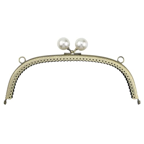 EnxJire Handtaschenrahmen Metall-Clutch-Kuss-Verschluss, leicht, mit Perle, Münztüte, Kiss-Close-Verschluss, DIY-Bastelrahmen, Münzgeldbörsen-Verschluss, Handtaschen-Zubehör(20.5cm) von EnxJire