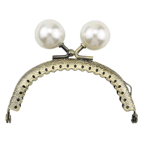 EnxJire Handtaschenrahmen Metall-Clutch-Kuss-Verschluss, leicht, mit Perle, Münztüte, Kiss-Close-Verschluss, DIY-Bastelrahmen, Münzgeldbörsen-Verschluss, Handtaschen-Zubehör(8.5cm) von EnxJire