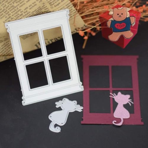 Fenster-Katzen-Stanzformen für Kartenherstellung, Fensterkatze, Stanzschablonen für DIY, Scrapbooking, Fotoalbum, dekorative geprägte Papier-Stanzformen für Kartenherstellung, vorgeschnitten, Stanzen, Fenster-Katzen-Stanzformen für Kartenherstellung, Fensterkatze, Stanzschablonen für DIY, Scrapbooking, Fotoalbum, dekorative geprägte Papier-Stanzformen für Kartenherstellung, vorgeschnitten, Stanzen, von Enyolidimk