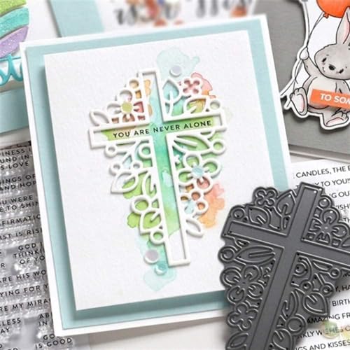Enyolidimk Metall-Stanzform mit silbernem Kreuz, Blumen, Dekoration, Prägeschablonen für Bastelarbeiten, Scrapbooking, Alben, dekorative Prägepapier-Stanzform, Kartenherstellung Enyolidimk Metall-Stanzform mit silbernem Kreuz, Blumen, Dekoration, Prägeschablonen für Bastelarbeiten, Scrapbooking, Alben, dekorative Prägepapier-Stanzform, Kartenherstellung von Enyolidimk