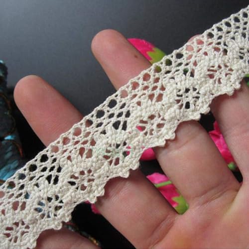 4,5 m Baumwollband mit Häkelspitze, 2,5 cm breit, Vintage-Stil, elfenbeinfarben, cremefarben, bestickte Applikation, Nähen, Basteln, Hochzeitskleid, Kleidung, Stickerei, Zierteile und Verzierungen 4,5 m Baumwollband mit Häkelspitze, 2,5 cm breit, Vintage-Stil, elfenbeinfarben, cremefarben, bestickte Applikation, Nähen, Basteln, Hochzeitskleid, Kleidung, Stickerei, Zierteile und Verzierungen von Enyolidimk