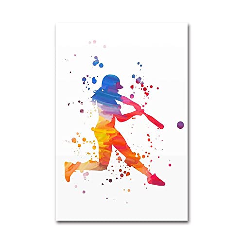 Eodyyw Diamond Painting_Aquarell Baseball Mädchen Sport_Diy Cross Stickerei Malerei Kits_Wohnzimmer Schlafzimmer Büro Wand Und Eingang Dekoration_40X50Cm_Rahmenlos von Eodyyw