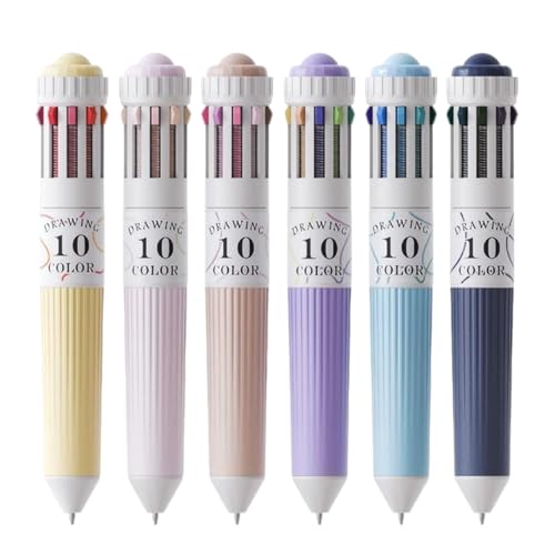 Eoixuqba Kugelschreiber - 6 Stück 10-in-1 Schreibspielzeug - Ausziehbarer Mehrfarbiger Stift - Für Büro Studentenwohnheim Bibliothek Schüler Kinder Geburtstag Party Gastgeschenk Journaling von Eoixuqba