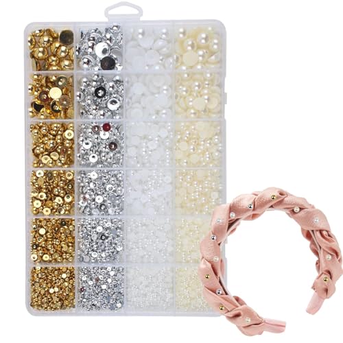 Eoixuqba Perlen zum Basteln, halbrunde Perlen-Set, kleine Perlen, flache Rückseite, Anhänger für Zuhause, Salon, Handyhüllen, Dekoration, Sommerfrauen von Eoixuqba
