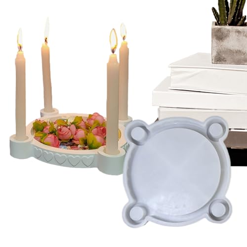 Eoixuqba Resin Kerzenhalter Gussform | 4-Fach Teelicht Kerzenhalter Form,Deko Giessform Handgefertigt Für Resin Kunst Hochzeit Basteln Familie Freunde von Eoixuqba