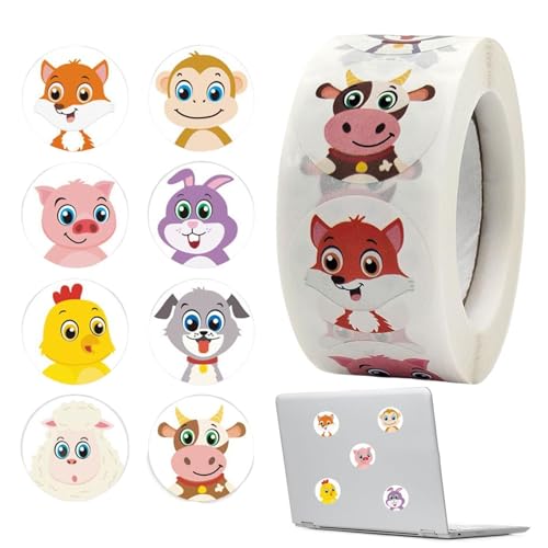 Eoixuqba Tierrolle Aufkleber | 500 Entzückende Farm Animal Sticker Sheets - Tieraufkleber für Kinder, Gastgeschenke, Geschenkanhänger, jeweils 2,5 cm im Durchmesser Eoixuqba Tierrolle Aufkleber | 500 Entzückende Farm Animal Sticker Sheets - Tieraufkleber für Kinder, Gastgeschenke, Geschenkanhänger, jeweils 2,5 cm im Durchmesser von Eoixuqba