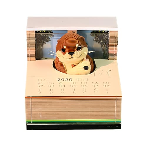 Eojpdji 3D Notizblock,3D Tiermotive,Tischkalender 2026 Mit Acryl Abdeckung - für Schule Wohnheim Apartment Weihnachten Einweihungsparty Urlaub Reise Schlafzimmer Kinderzimmer Party von Eojpdji