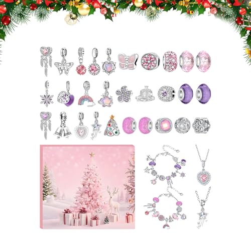 Eojpdji Weihnachts Adventskalender Armbänder - Adventskalender Schmuck Bastelset Mit 29 Charm Perlen Und Zwei Armbändern | Festliche Sammlerstücke Für Partys Als Geschenke Für Kinder Jugendliche Und von Eojpdji