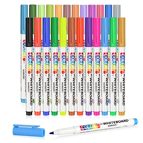 EooUooIP 24 Trocken Abwischbares Marker Set,Whiteboard Marker,Whiteboard Stifte,Trocken Abwischbare Kreide, für Whiteboard,Mehrfarbig Hohe Qualität Dry Erase Marker für Schullehrer Bürotreffen von EooUooIP