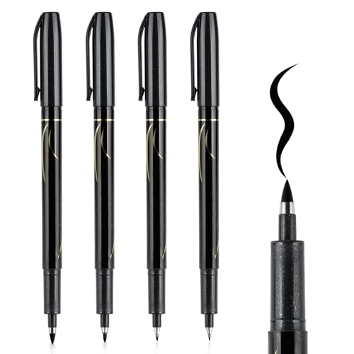 EooUooIP Hand Schriften Stifte, Nachfüllbare Pinsel Marker Stifte Set Schwarz - 4 Größe Weicher Kopf Kalligraphie Stift Satz für Künstler und Anfänger, Packung mit 6 EooUooIP Hand Schriften Stifte, Nachfüllbare Pinsel Marker Stifte Set Schwarz - 4 Größe Weicher Kopf Kalligraphie Stift Satz für Künstler und Anfänger, Packung mit 6 von EooUooIP