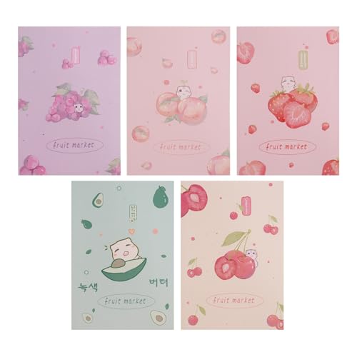 EooUooIP Kompositions-Notizbuch, 5Pcs Notizbuch,Obst-Serie Hochwertig Liniert für Schul-und Bürobedarf. von EooUooIP