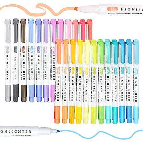 EooUooIP Pastell-Textmarker, 25 Stück, Doppelspitze, schnell trocknend, Pastell-Textmarker-Set Bibelstift, weiche Keilspitze, Marker für Highlight-Tagebuch, Schreibwaren von EooUooIP