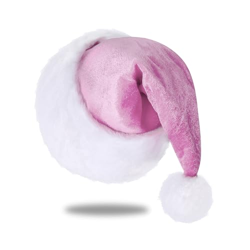 Eoocan Weihnachtsmannmütze, Weihnachtsmannmütze für Kinder, Uni, Samt, Komfort, Hellrosa, Weihnachtsmütze, extra dick, klassischer Plüsch, für Weihnachten, Neujahr, Festtage, Partyzubehör Eoocan Weihnachtsmannmütze, Weihnachtsmannmütze für Kinder, Uni, Samt, Komfort, Hellrosa, Weihnachtsmütze, extra dick, klassischer Plüsch, für Weihnachten, Neujahr, Festtage, Partyzubehör von Eoocan