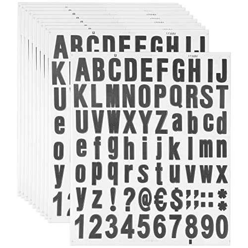 Eorleya 770 StüCk 10 Blatt Selbstklebendes Vinyl Buchstaben Zahlen Kit, Alphabet Nummern Aufkleber für Brief Kasten (Schwarz, 1) von Eorleya
