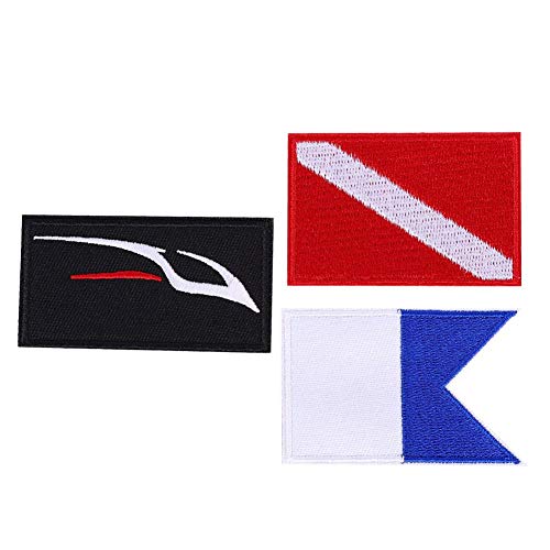 Taucherflaggen-Patch, Polyestergewebe, selbstklebende Rückseite, Taucherflagge, 3 Stück, besticktes für Hut für für Taucher von Eosnow