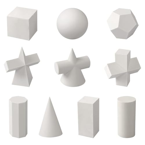 Eouayoree 10 Stück 3D-Geometrie-Skizzenzeichnungsmodell, Gips-Geometrieform, Skizzenform für Schattenzeichnung, 2-Miniform von Eouayoree