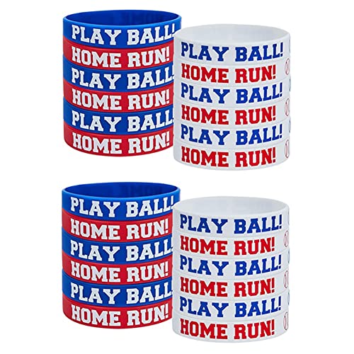 Eouayoree 24-Teiliges Baseball-Armband, Kieselgel-Baseball-Armband, PLAY BALL HOME RUN-Armband für Baseball-Themenparty von Eouayoree