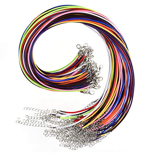 Eowppue 60 Stück Halskettenschnur, 2 mm, gewachste Halskettenschnur mit Verschluss, Halskette, Schnur für DIY-Armbänder, Halsketten, Schmuckherstellung, 10 Farben Eowppue 60 Stück Halskettenschnur, 2 mm, gewachste Halskettenschnur mit Verschluss, Halskette, Schnur für DIY-Armbänder, Halsketten, Schmuckherstellung, 10 Farben von Eowppue