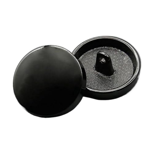 11,5mm-30mm glänzende Metallknöpfe, runde, flache Knöpfe, Schwarz, 15mm 6 Stk von Eoyajsze
