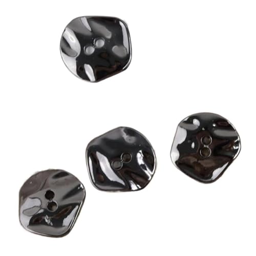 15mm/17,5mm/21,5mm/25mm unregelmäßige Metallknöpfe mit zwei Löchern, Schwarz, 15mm 5 Stk von Eoyajsze