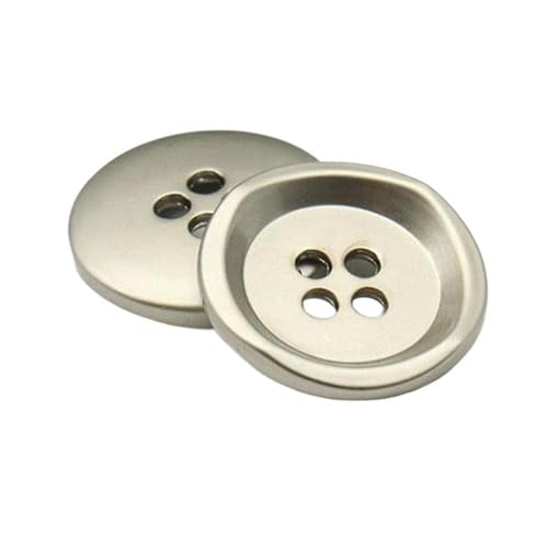 15mm/18mm/20mm/23mm/25mm vierlochige runde Metallknöpfe für Jacken, dekorative Knöpfe, Silber, 23mm 5 Stk von Eoyajsze
