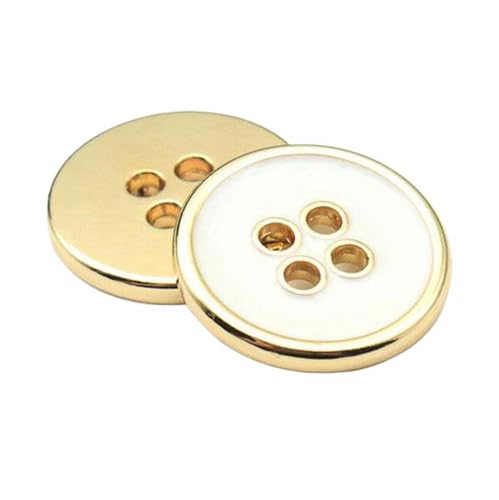 15mm/18mm/20mm/23mm/25mm vierlochige runde Metallknöpfe für Jacken, dekorative Knöpfe, Weiß, 15mm 5 Stk von Eoyajsze