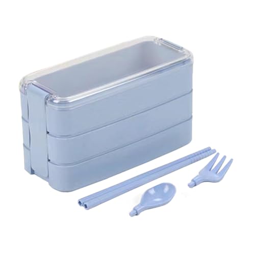 Eozighi Bento Box 3 Etagen 900 ML Lunchbox für Erwachsene bento box Wird mit Löffel und Gabel Bento brotdose Geeignet für Arbeit, Büro, Schule, 18 x 10.5 x 8cm (Blau) von Eozighi