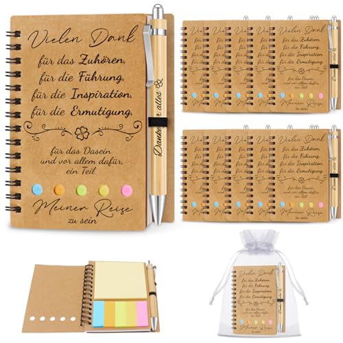 Epaing 10 Sets Dankeschön Geschenke Klein, Notizbuch Klein mit Kugelschreiber und Organzabeutel, Vielen Danke für Alles, Abschiedsgeschenk Kollegen, Danke Geschenk Kollegin Erzieherin Lehrer Freunde von Epaing