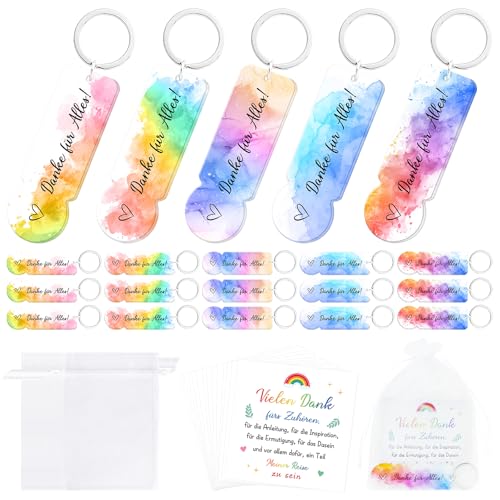 Epaing 20 Stück Acryl Einkaufswagenchip Schlüsselanhänger Set, Danke für Alles Einkaufschip, Danke Geschenk Klein Abschiedsgeschenk Erzieherin Lehrerin Kollegen Gastgeschenke Geburtstag Mitbringsel von Epaing