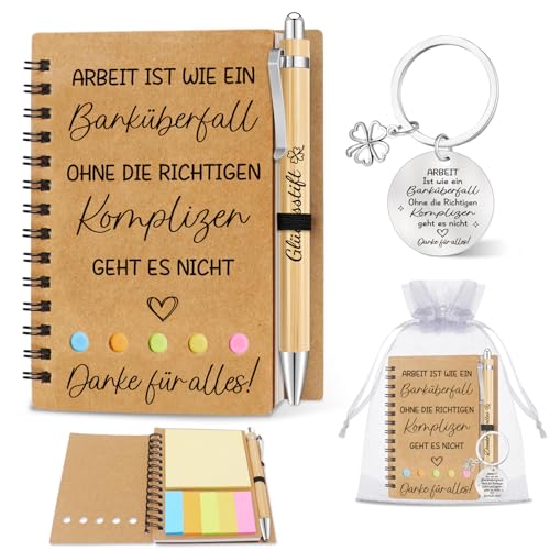 Epaing Abschiedsgeschenk Kollegen, Notizbuch Klein mit Stift und Schlüsselanhänger, Dankeschön Geschenke für Beste Arbeitskollegin Lieblingskollegin, Abschiedsgeschenk Kollegin, Mitarbeiter Geschenk von Epaing