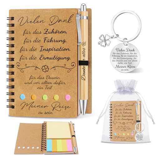Epaing Dankeschön Geschenke Klein, Notizbuch Klein mit Kugelschreiber und Schlüsselanhänger, Vielen Danke für Alles, Abschiedsgeschenk Kollegen, Danke Geschenk Kollegin Erzieherin Lehrer Freunde von Epaing